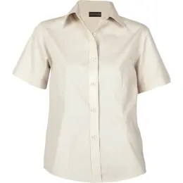Stone Brushed Cotton Twill Blouse Short Sleeve Ladies